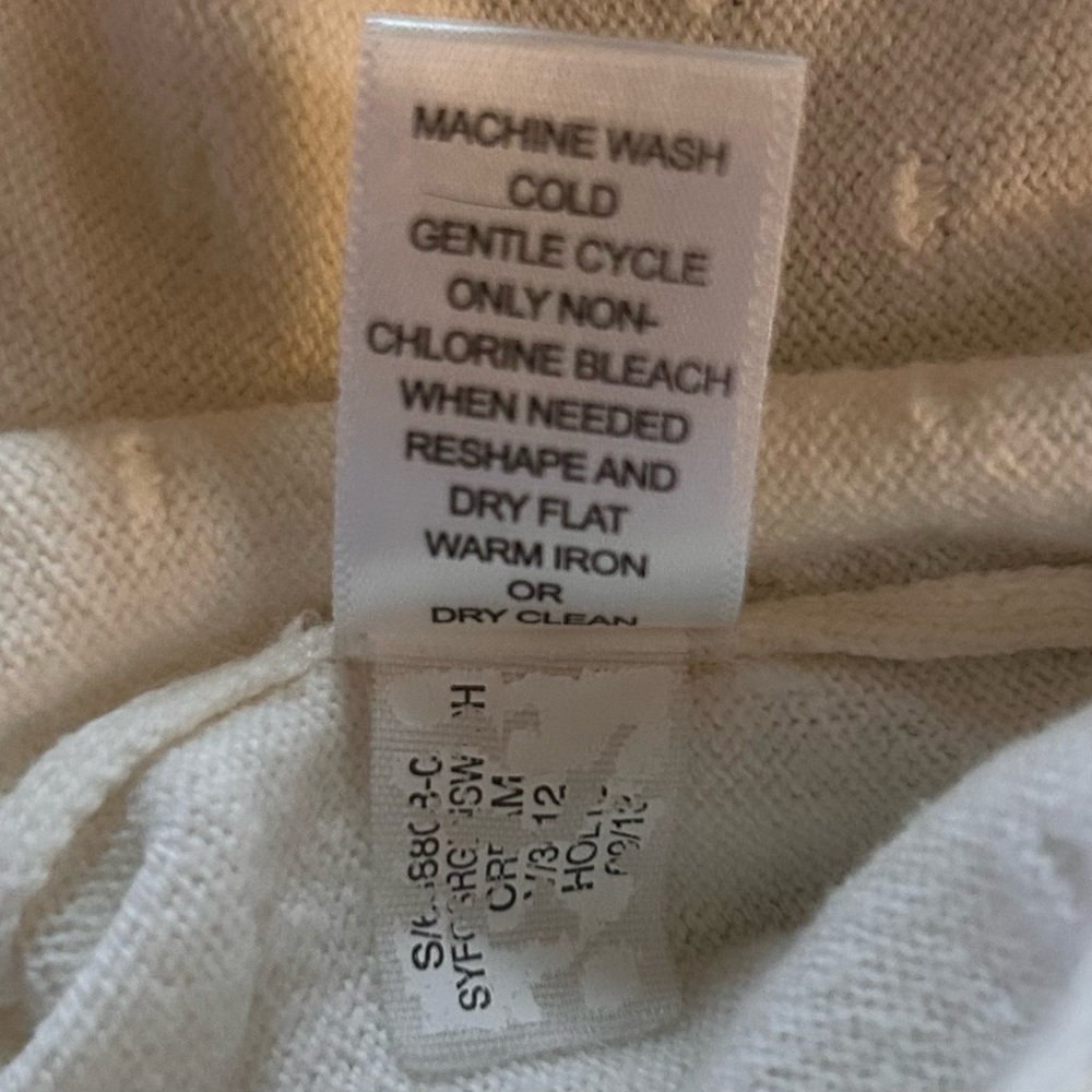 Banana Republic Cotton Cashmere Blend Cream Polka dot Textured Sweater Size S - Picture 6 of 8